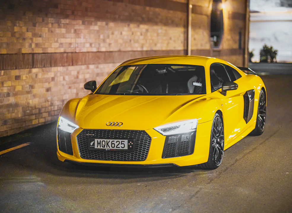 Image of a Yellow Audi R8 for automotive photography.