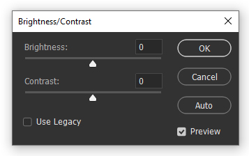 brightness and contrast option in photoshop