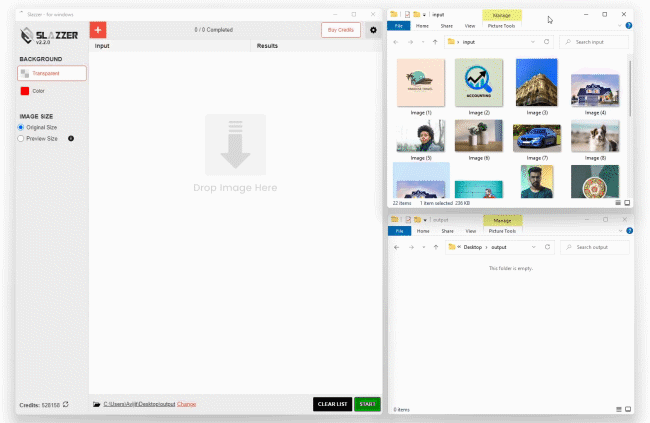 process multiple images with the slazzer desktop app for Windows/Mac/Linux.