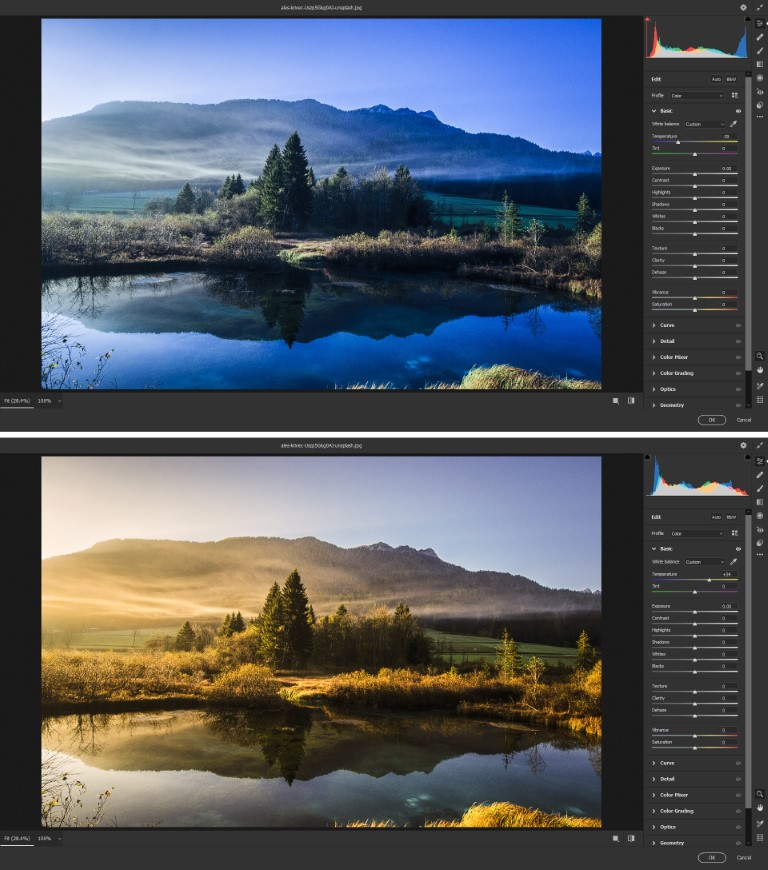 color temperature adjustment in photoshop
