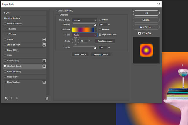 Photoshop gradient option