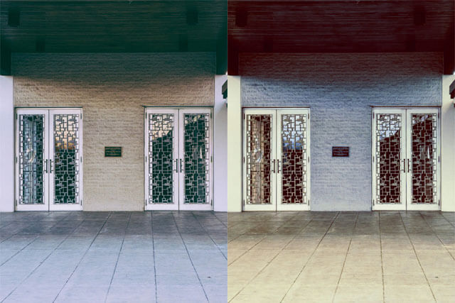 Image before and after using hue