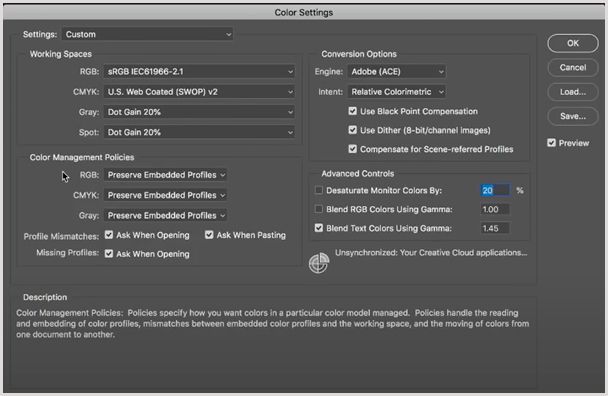 Adjust the color settings