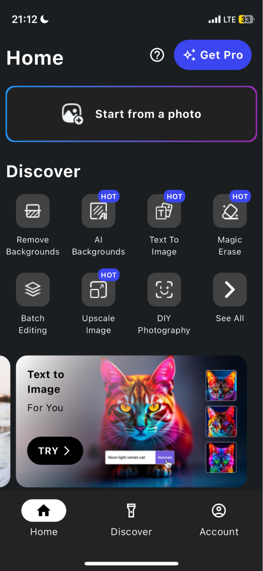 slazzer mobile app dashboard 